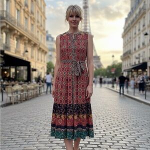 Anthropologie Multicolor Patterned Midi Dress
